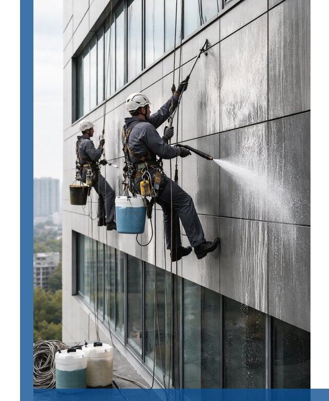 Профессиональная мойка вентилируемых фасадов в Уфе