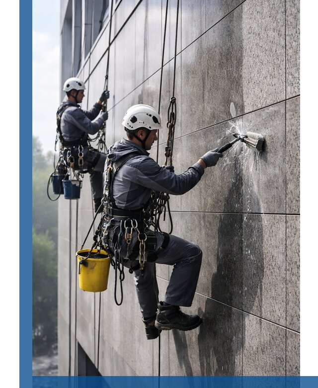 Профессиональная мойка фасада из керамогранита в Уфе