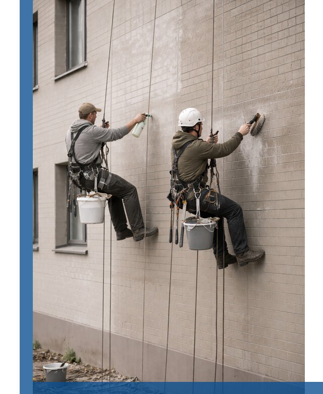 Удаление высолов с фасада зданий в Уфе без повреждений и следов