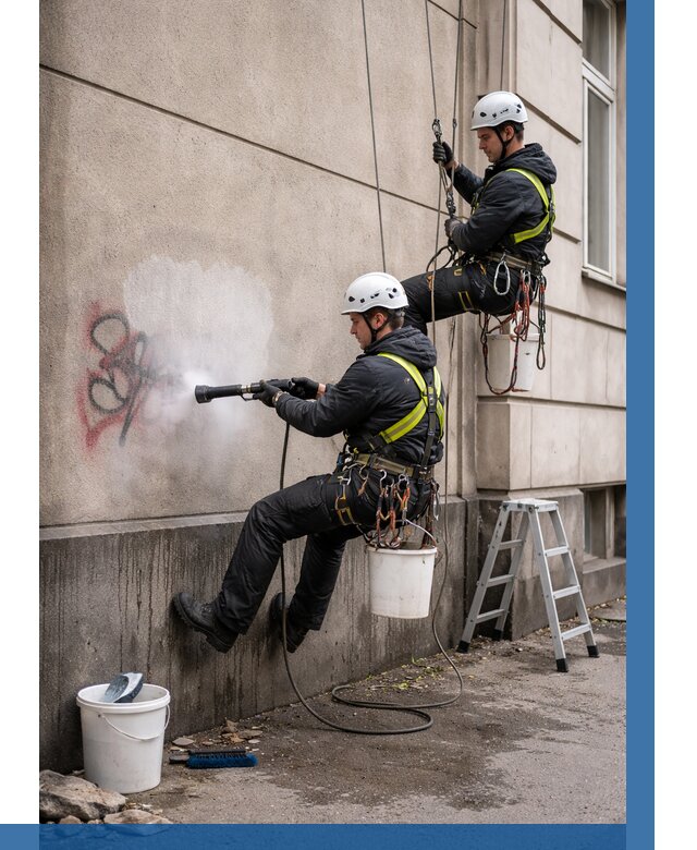 Удаление граффити с фасада в Уфе от 4624 р. | ВЫСОТНИК-Уфа