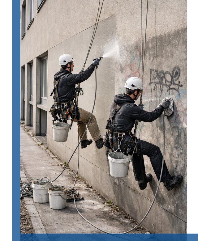 Антиграффити покрытие фасада с защитой от надписей в Уфе