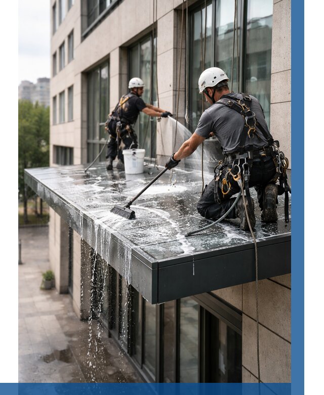 Мойка козырьков и навесов в Уфе от 3596 р. | ВЫСОТНИК-Уфа