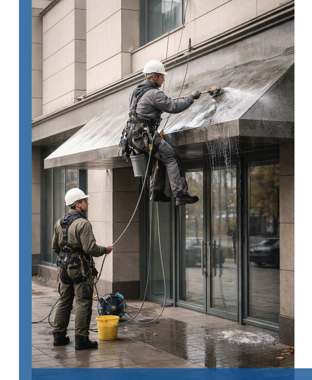 Профессиональная мойка козырьков и навесов в Уфе