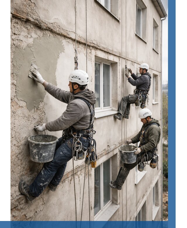 Ремонт штукатурного фасада в Уфе от 771 р. под ключ | ВЫСОТНИК-Уфа