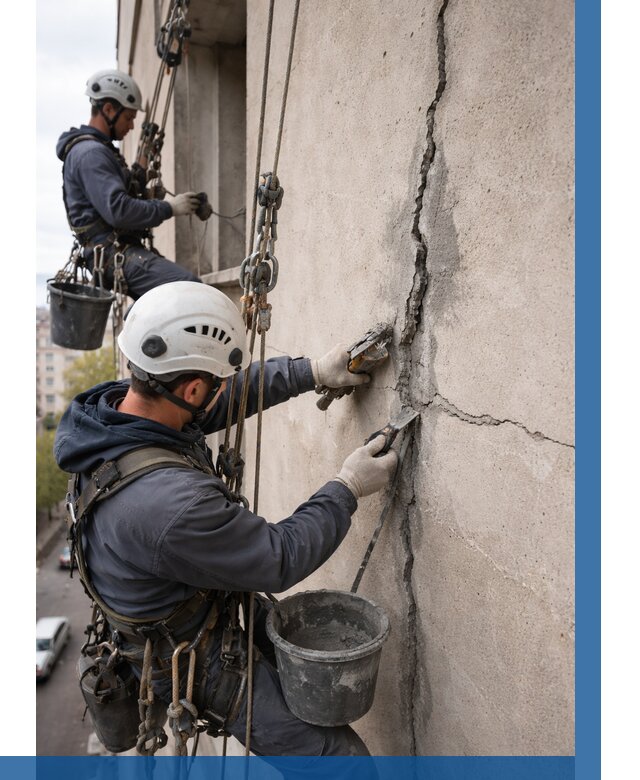 Заделка трещин на фасаде в Уфе от 925 р. | ВЫСОТНИК-Уфа