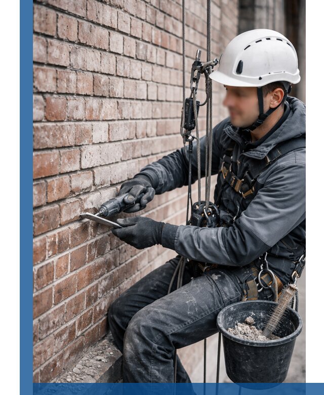 Расшивка кирпичных швов фасадов и стен, ремонт в Уфе