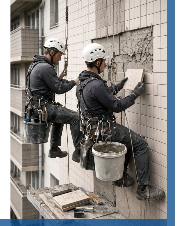 Ремонт облицовки фасада плиткой в Уфе от 1850 р. | ВЫСОТНИК-Уфа