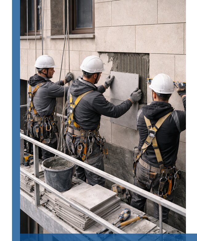 Ремонт облицовки фасада плиткой в Уфе с гарантией