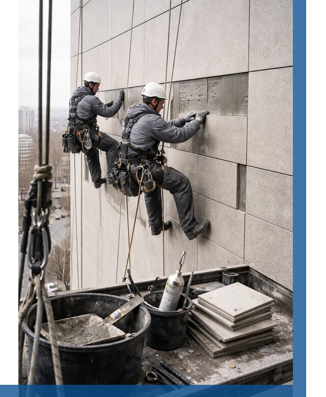 Ремонт фасада из керамогранита в Уфе от 2569 р. | ВЫСОТНИК-Уфа