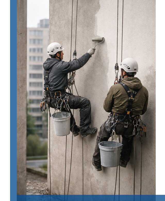 Покраска фасадов высотными альпинистами в Уфе с гарантией