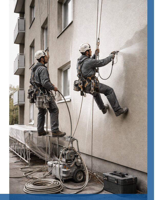 Безвоздушная покраска фасада в Уфе от 226 р/м² | ВЫСОТНИК-Уфа