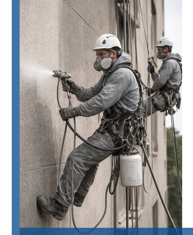 Безвоздушная покраска фасадов зданий в Уфе профессионально