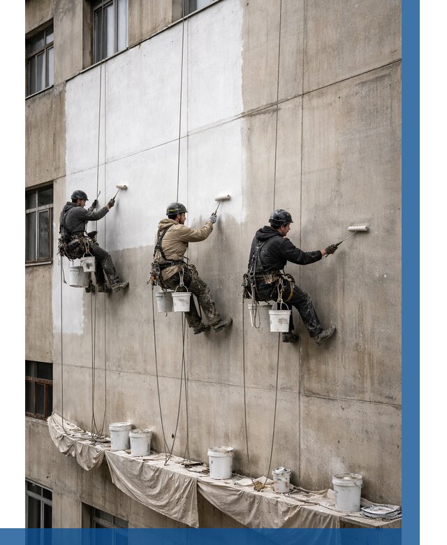 Покраска бетонного фасада в Уфе от 360 р за м2 | ВЫСОТНИК-Уфа