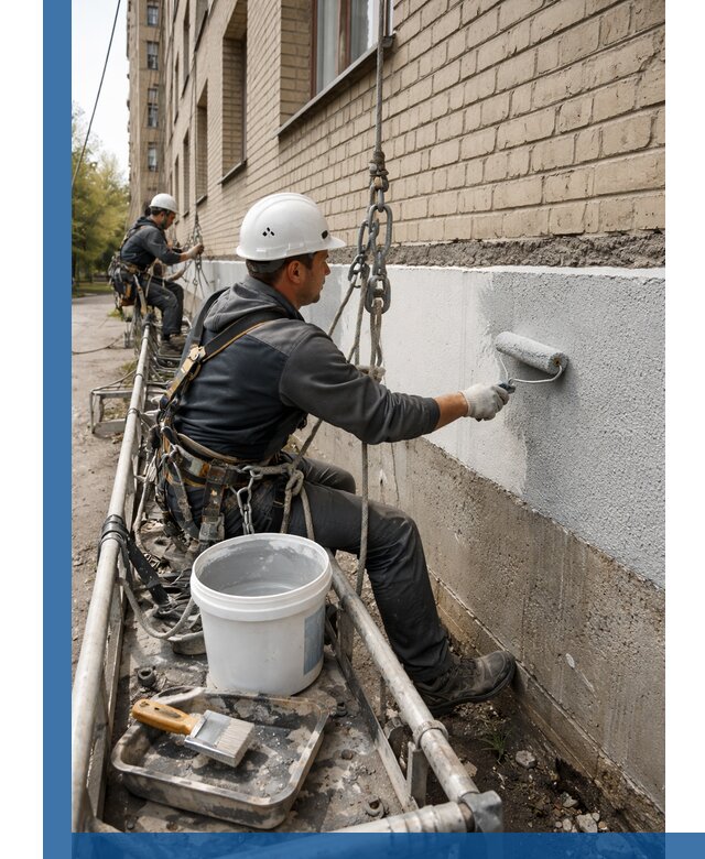 Окраска цоколя здания в Уфе профессионально и надежно