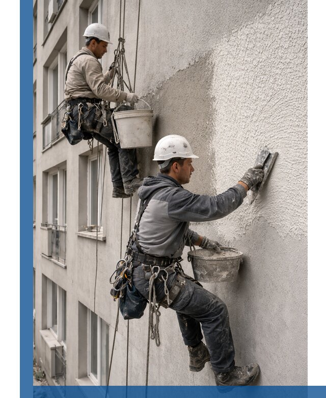 Нанесение декоративной штукатурки короед на фасад в Уфе