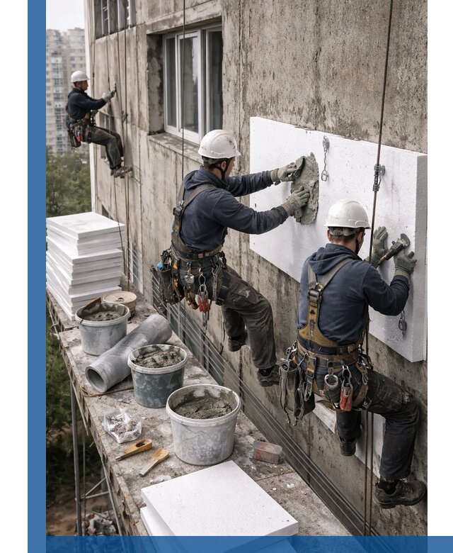 Утепление фасада пенополистиролом в Уфе под ключ