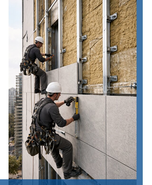 Монтаж вентилируемого фасада в Уфе от 3596 р. | ВЫСОТНИК-Уфа