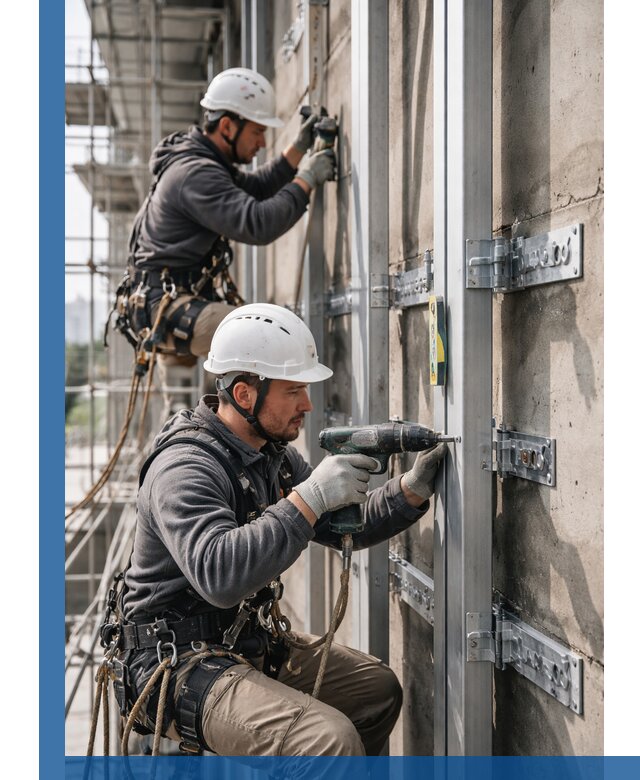 Монтаж и крепление подсистемы вентфасада в Уфе