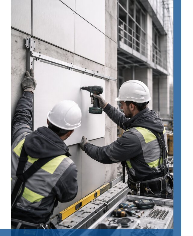 Монтаж композитных панелей фасада в Уфе от 2569 р. | ВЫСОТНИК-Уфа