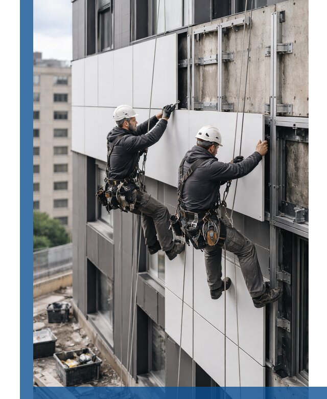 Монтаж композитных панелей фасада в Уфе под ключ