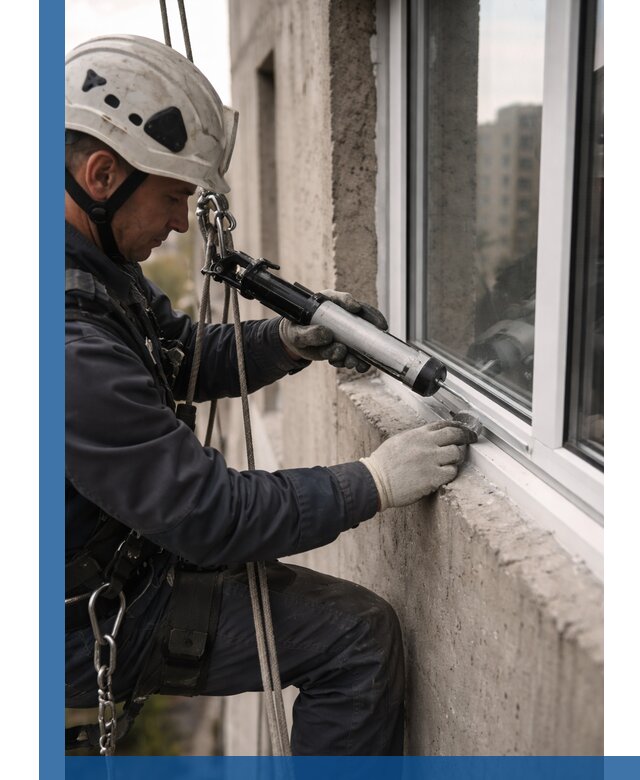 Герметизация оконных швов снаружи в Уфе профессионально