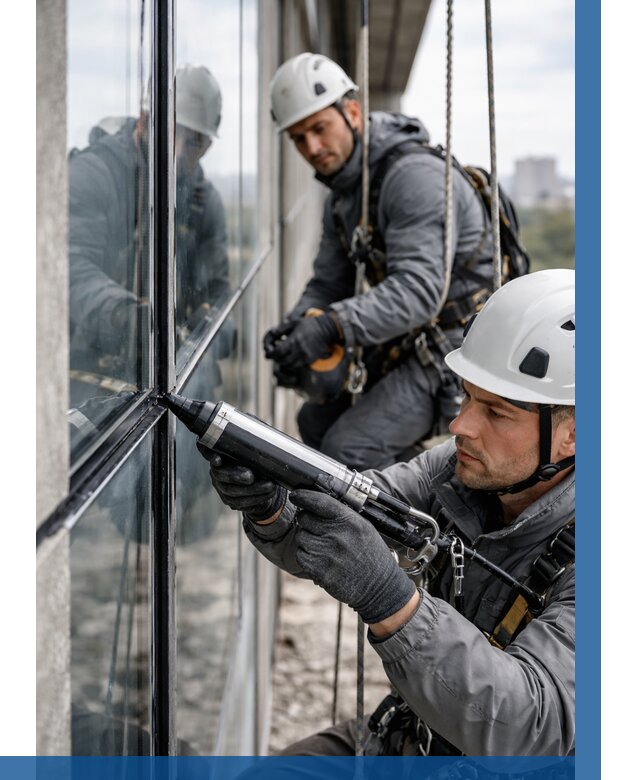 Герметизация витражных швов в Уфе от 668 р. | ВЫСОТНИК-Уфа