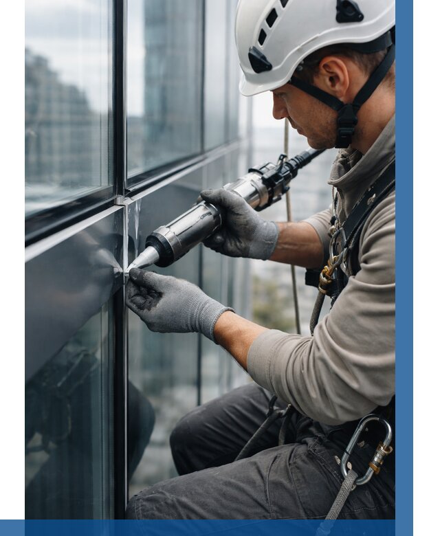 Герметизация стыков витража в Уфе от 1233 р. | ВЫСОТНИК-Уфа