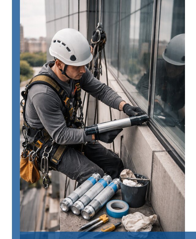 Герметизация стыков витража в Уфе для герметичных фасадов