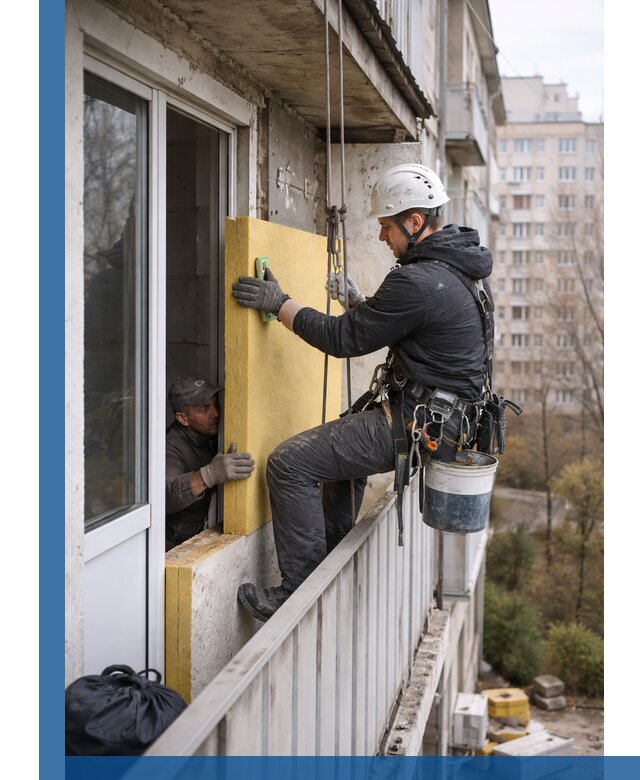 Профессиональное утепление балкона снаружи в Уфе под ключ