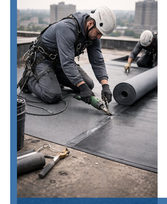 Ремонт мягкой кровли в Уфе с выездом промальпинистов