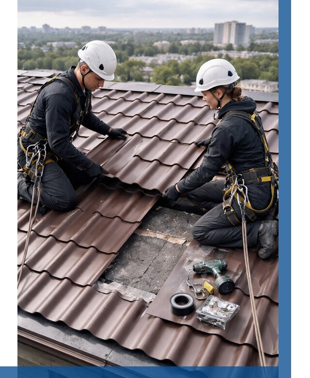 Ремонт металлочерепицы на крыше в Уфе от 925 р. | ВЫСОТНИК-Уфа