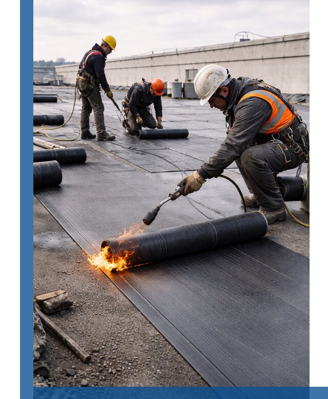 Монтаж наплавляемой кровли в Уфе профессионально