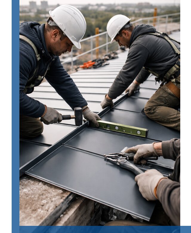 Монтаж фальцевой кровли в Уфе для промышленных зданий