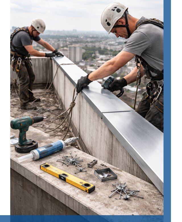 Монтаж парапетных крышек в Уфе от 822 р. | ВЫСОТНИК-Уфа