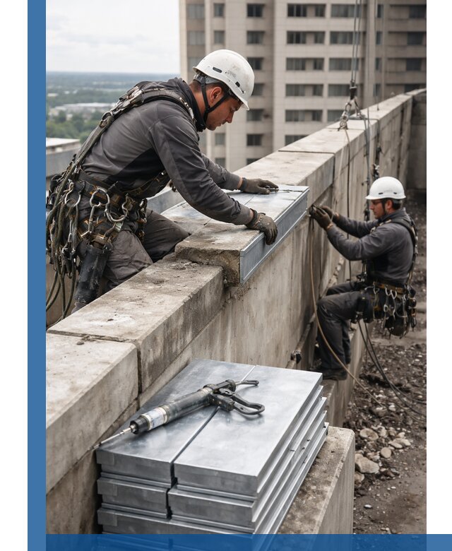 Замена парапетных крышек и установка новых в Уфе