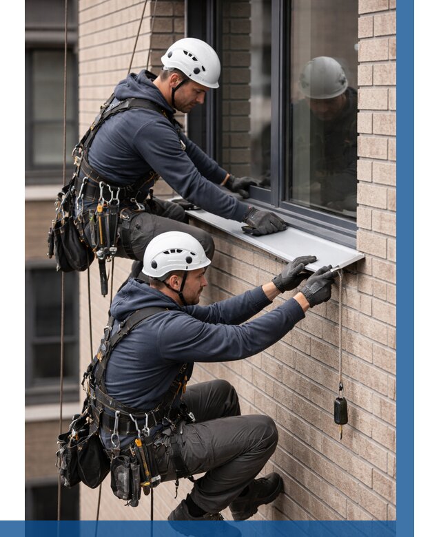 Монтаж оконных отливов под ключ в Уфе от 3596 р. | ВЫСОТНИК-Уфа