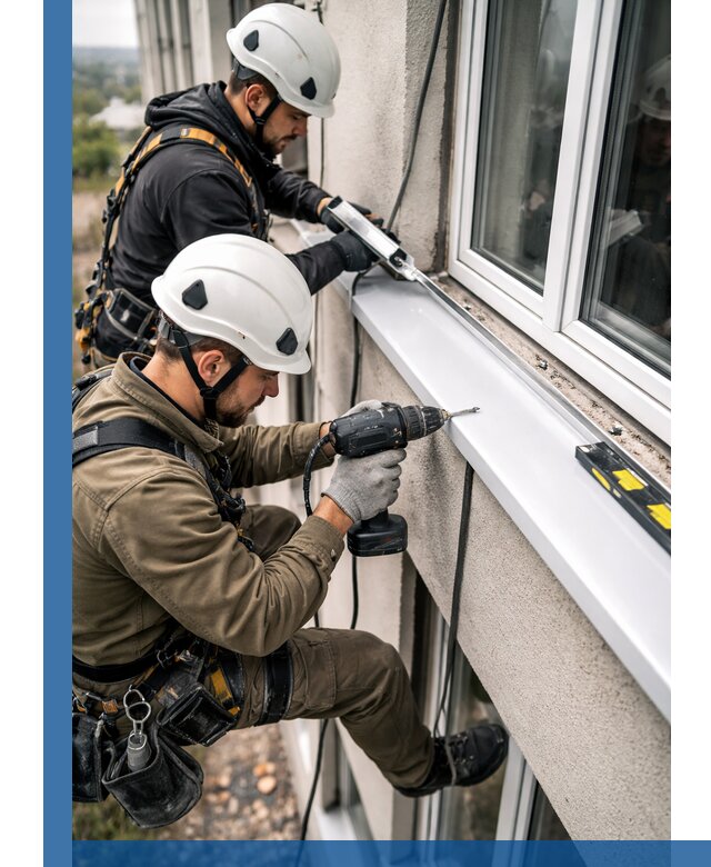 Профессиональный монтаж оконных отливов и отведения воды в Уфе