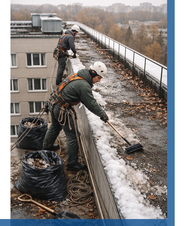 Очистка кровли по периметру в Уфе от 565 р. | ВЫСОТНИК-Уфа