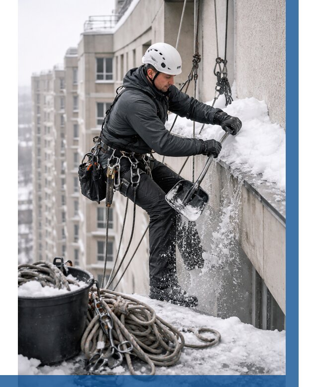 Очистка карнизов от снега в Уфе от 308 р. | ВЫСОТНИК-Уфа