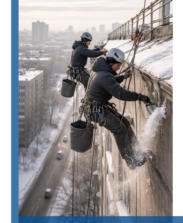 Очистка карнизов от снега в Уфе профессионально и безопасно
