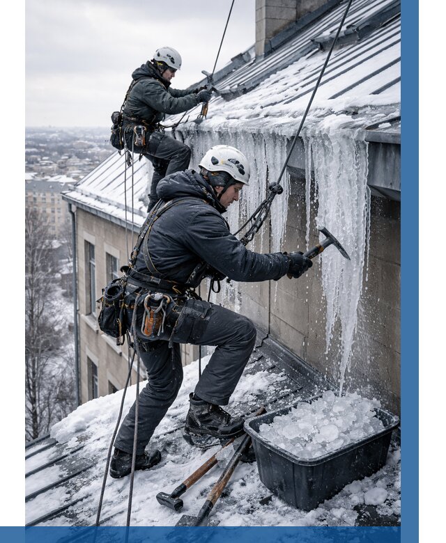 Удаление наледи с кровли в Уфе от 5651 р. | ВЫСОТНИК-Уфа