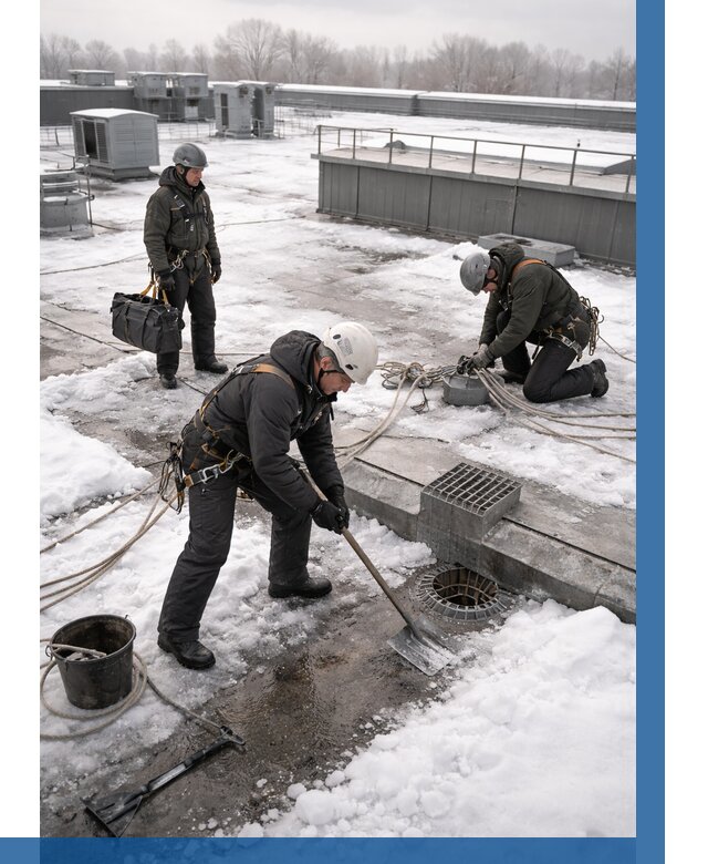 Абонентское обслуживание кровли зимой в Уфе от 8220 р. | ВЫСОТНИК-Уфа