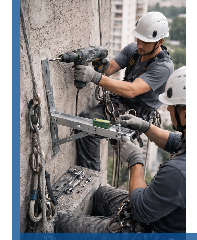 Установка кронштейнов кондиционера и крепежа в Уфе