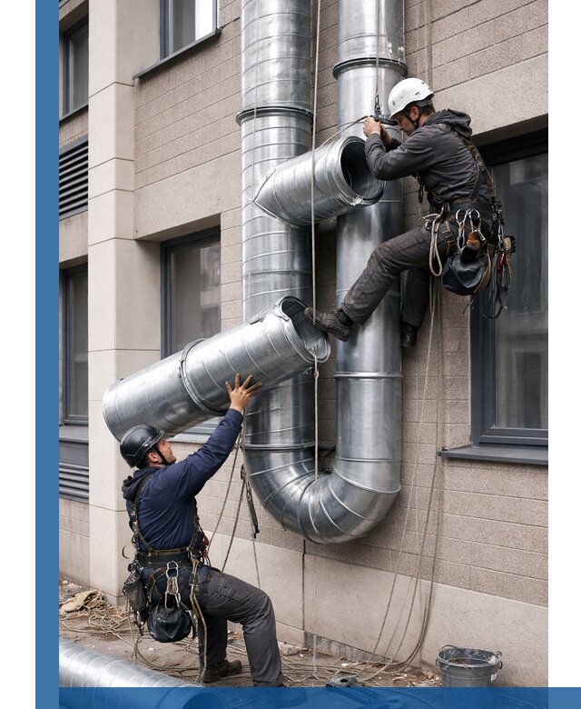 Монтаж фасадных воздуховодов в Уфе с герметизацией и крепежом