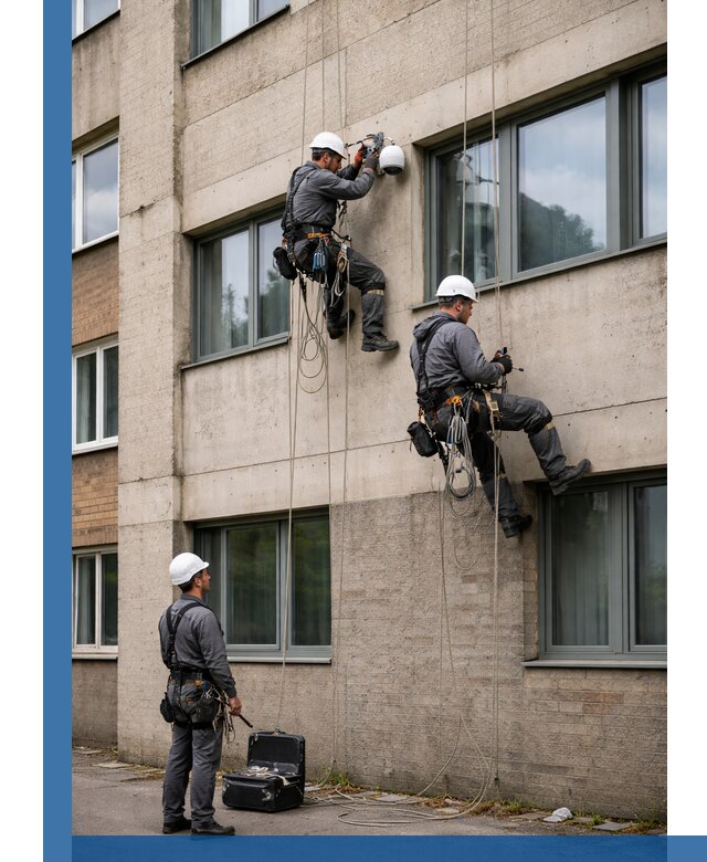 Монтаж фасадных камер видеонаблюдения в Уфе под ключ