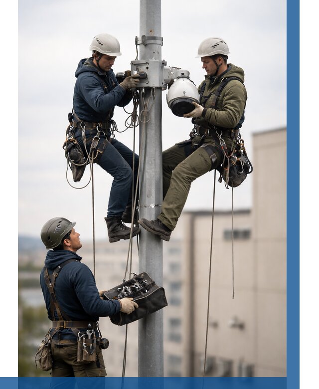 Установка видеокамер на мачте в Уфе от 8734 р. | ВЫСОТНИК-Уфа