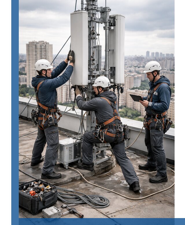 Монтаж антенн связи на крыше в Уфе с вводом в эксплуатацию