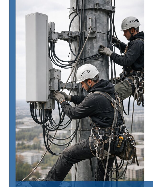 Монтаж оборудования связи на мачте в Уфе с пусконаладкой