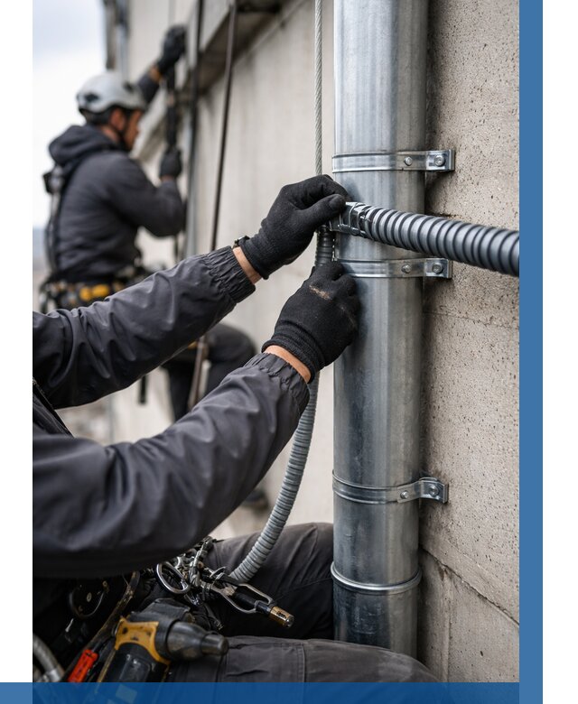 Монтаж гофры для кабеля в Уфе от 308 р. | ВЫСОТНИК-Уфа