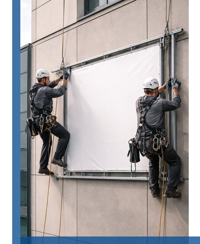 Монтаж наружной рекламной вывески в Уфе под ключ